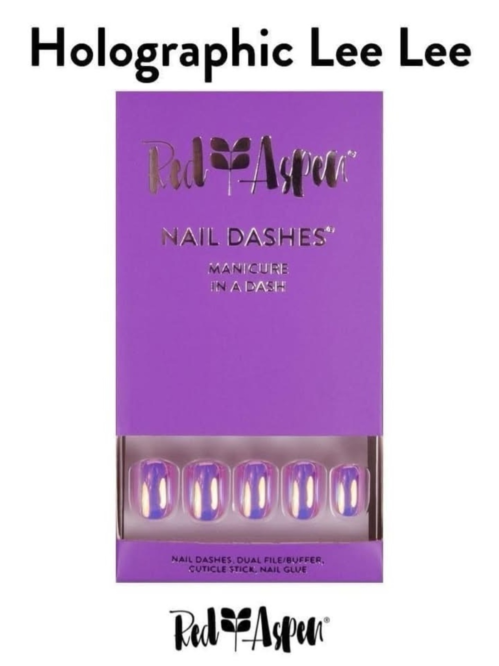 NIB Red Aspen Holographic Lee Lee Press-On Nail Dashes
